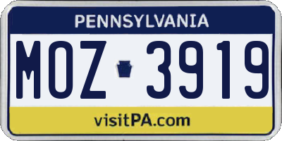PA license plate MOZ3919