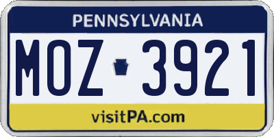 PA license plate MOZ3921