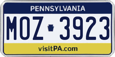 PA license plate MOZ3923