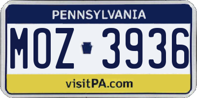 PA license plate MOZ3936