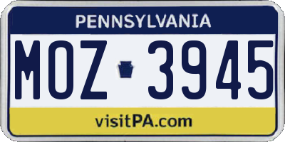PA license plate MOZ3945