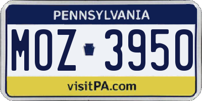 PA license plate MOZ3950
