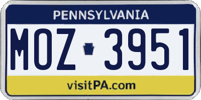 PA license plate MOZ3951