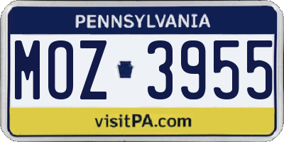 PA license plate MOZ3955