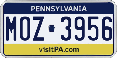 PA license plate MOZ3956