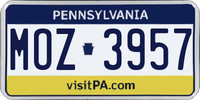 PA license plate MOZ3957