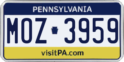 PA license plate MOZ3959