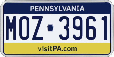 PA license plate MOZ3961