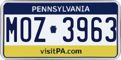 PA license plate MOZ3963