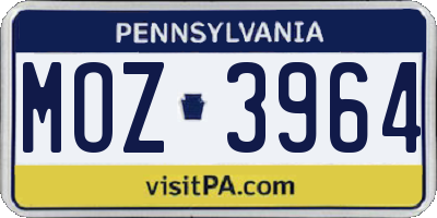 PA license plate MOZ3964