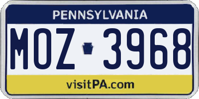 PA license plate MOZ3968
