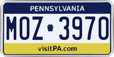 PA license plate MOZ3970