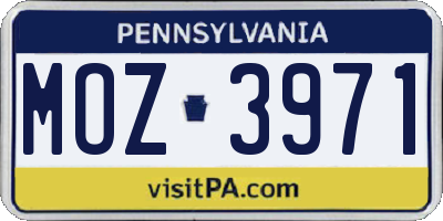 PA license plate MOZ3971