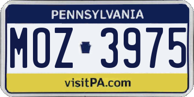 PA license plate MOZ3975