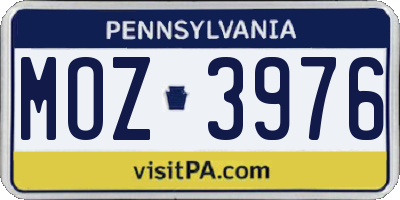 PA license plate MOZ3976