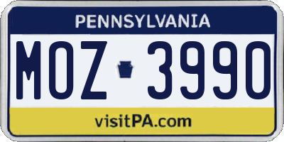 PA license plate MOZ3990
