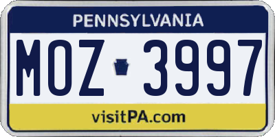 PA license plate MOZ3997