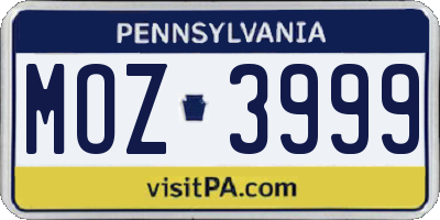 PA license plate MOZ3999