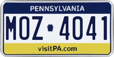 PA license plate MOZ4041