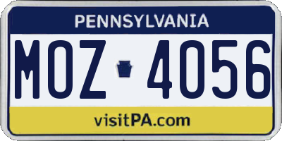 PA license plate MOZ4056