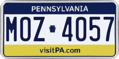 PA license plate MOZ4057