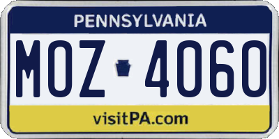 PA license plate MOZ4060
