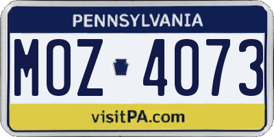 PA license plate MOZ4073