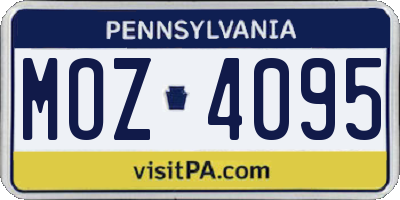 PA license plate MOZ4095