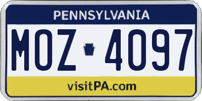 PA license plate MOZ4097