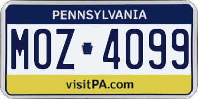 PA license plate MOZ4099