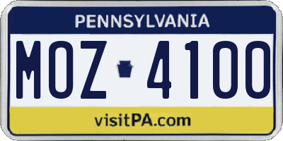 PA license plate MOZ4100