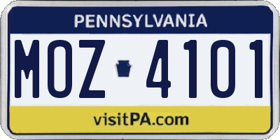 PA license plate MOZ4101