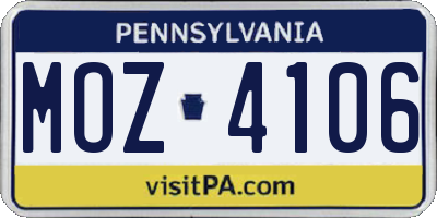 PA license plate MOZ4106