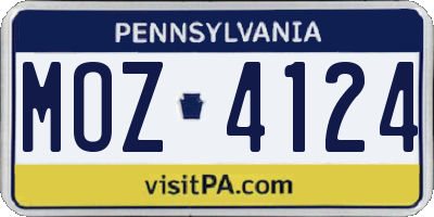 PA license plate MOZ4124