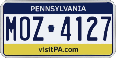 PA license plate MOZ4127