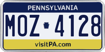 PA license plate MOZ4128