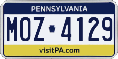 PA license plate MOZ4129