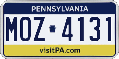 PA license plate MOZ4131