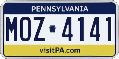 PA license plate MOZ4141