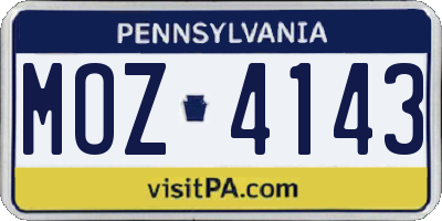 PA license plate MOZ4143