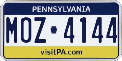 PA license plate MOZ4144
