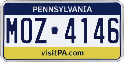 PA license plate MOZ4146