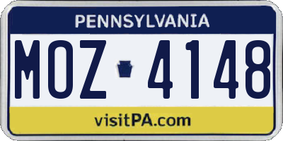 PA license plate MOZ4148