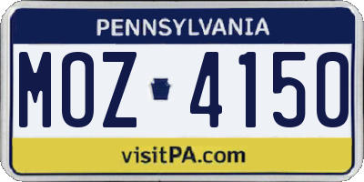 PA license plate MOZ4150