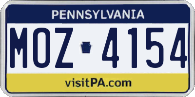 PA license plate MOZ4154