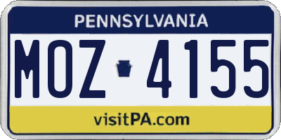 PA license plate MOZ4155