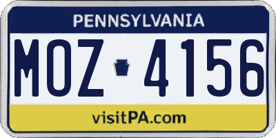PA license plate MOZ4156