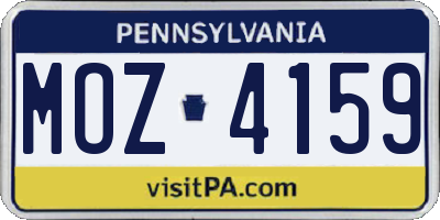 PA license plate MOZ4159