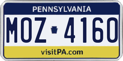 PA license plate MOZ4160