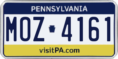 PA license plate MOZ4161
